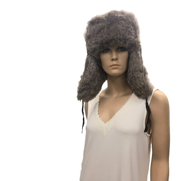 Pyccknn Mex Gray Black Winter Russian Ushanka Fur Hat Trapper Mongolian Military - Picture 2 of 15